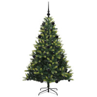 Produktbild för Konstgjort Fällbart Julträd 150 LEDs Grön 150 cm PVC och PE