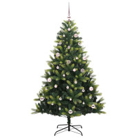 Produktbild för Konstgjort Fällbart Julträd 150 LEDs Grön 150 cm PVC och PE