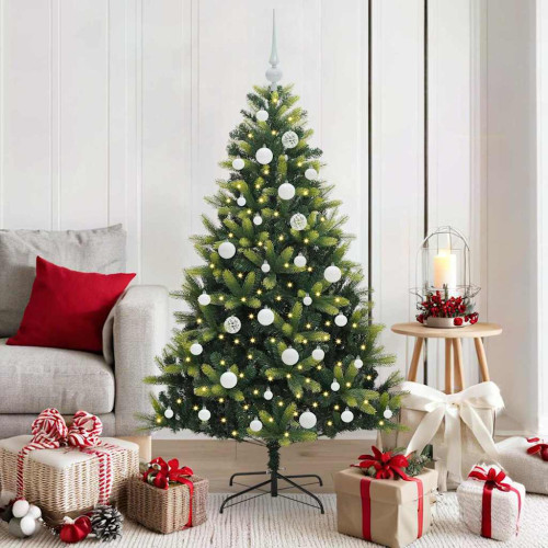 vidaXL Konstgjort Fällbart Julträd 150 LEDs Grön 150 cm PVC och PE