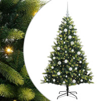Produktbild för Konstgjort Fällbart Julträd 150 LEDs Grön 150 cm PVC och PE