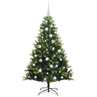 Produktbild för Konstgjort Fällbart Julträd 150 LEDs Grön 150 cm PVC och PE