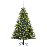 Produktbild för Konstgjort Fällbart Julträd 150 LEDs Grön 150 cm PVC och PE