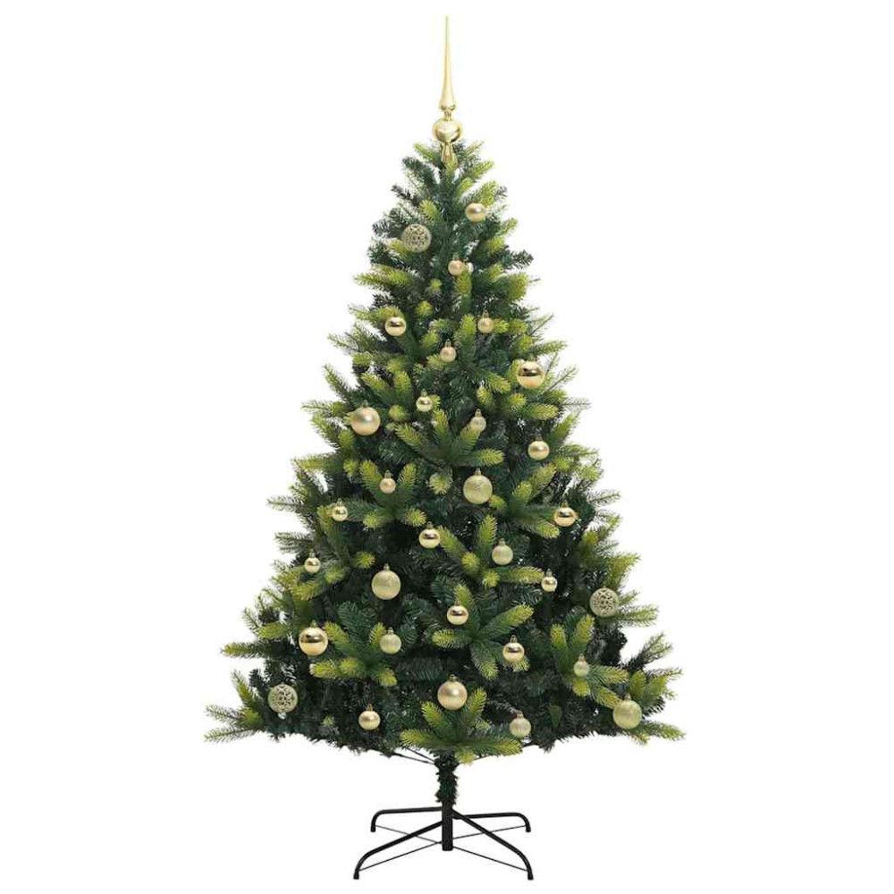 Produktbild för Konstgjort Fällbart Julträd 150 LEDs Grön 150 cm PVC och PE