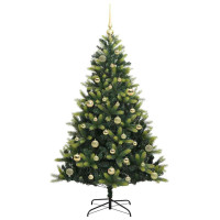 Produktbild för Konstgjort Fällbart Julträd 150 LEDs Grön 150 cm PVC och PE