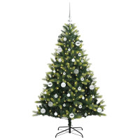 Produktbild för Konstgjort Fällbart Julträd 150 LEDs Grön 150 cm PVC och PE