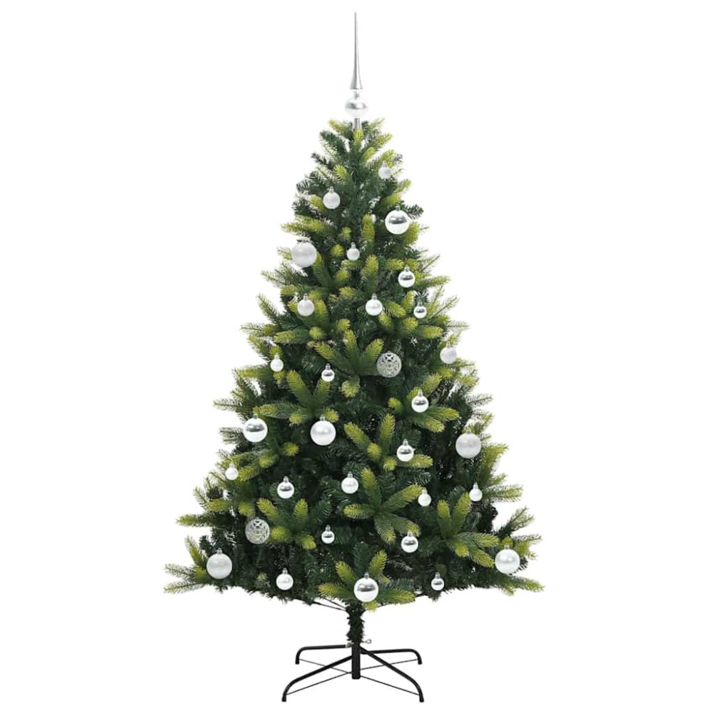 Produktbild för Konstgjort Fällbart Julträd 150 LEDs Grön 150 cm PVC och PE