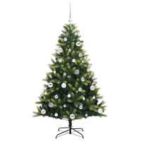 Produktbild för Konstgjort Fällbart Julträd 150 LEDs Grön 150 cm PVC och PE