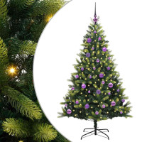 Produktbild för Konstgjort Fällbart Julträd 150 LEDs Grön 150 cm PVC och PE