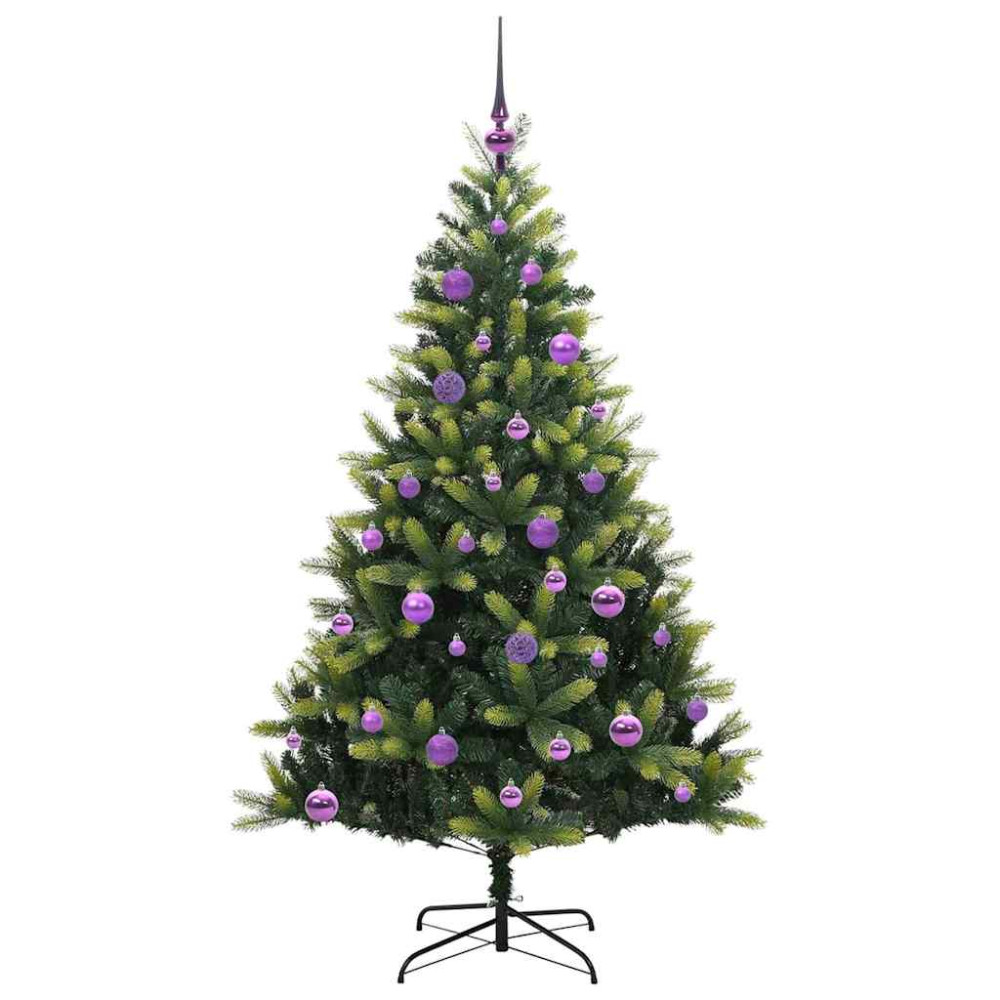 Produktbild för Konstgjort Fällbart Julträd 150 LEDs Grön 150 cm PVC och PE