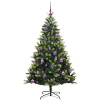 Produktbild för Konstgjort Fällbart Julträd 150 LEDs Grön 150 cm PVC och PE