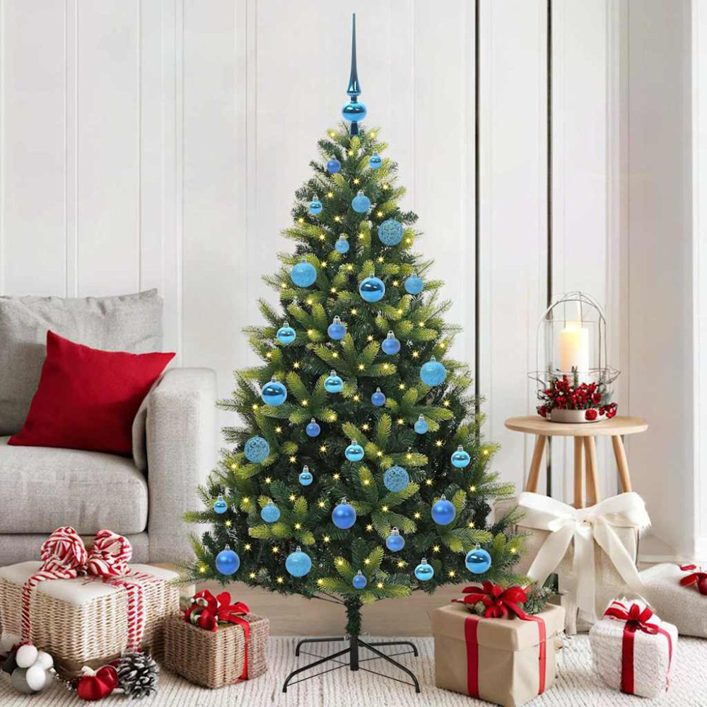 Produktbild för Konstgjort Fällbart Julträd 150 LEDs Grön 150 cm PVC och PE