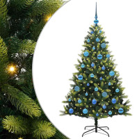 Produktbild för Konstgjort Fällbart Julträd 150 LEDs Grön 150 cm PVC och PE