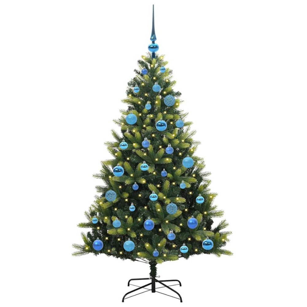 Produktbild för Konstgjort Fällbart Julträd 150 LEDs Grön 150 cm PVC och PE