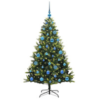 Produktbild för Konstgjort Fällbart Julträd 150 LEDs Grön 150 cm PVC och PE