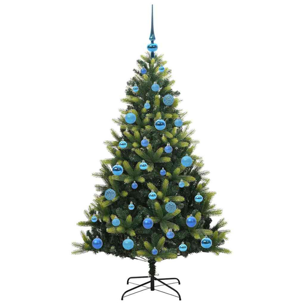 Produktbild för Konstgjort Fällbart Julträd 150 LEDs Grön 150 cm PVC och PE