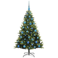 Produktbild för Konstgjort Fällbart Julträd 150 LEDs Grön 150 cm PVC och PE