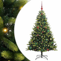 Produktbild för Konstgjort Fällbart Julträd 150 LEDs Grön 150 cm PVC och PE