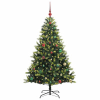 Produktbild för Konstgjort Fällbart Julträd 150 LEDs Grön 150 cm PVC och PE