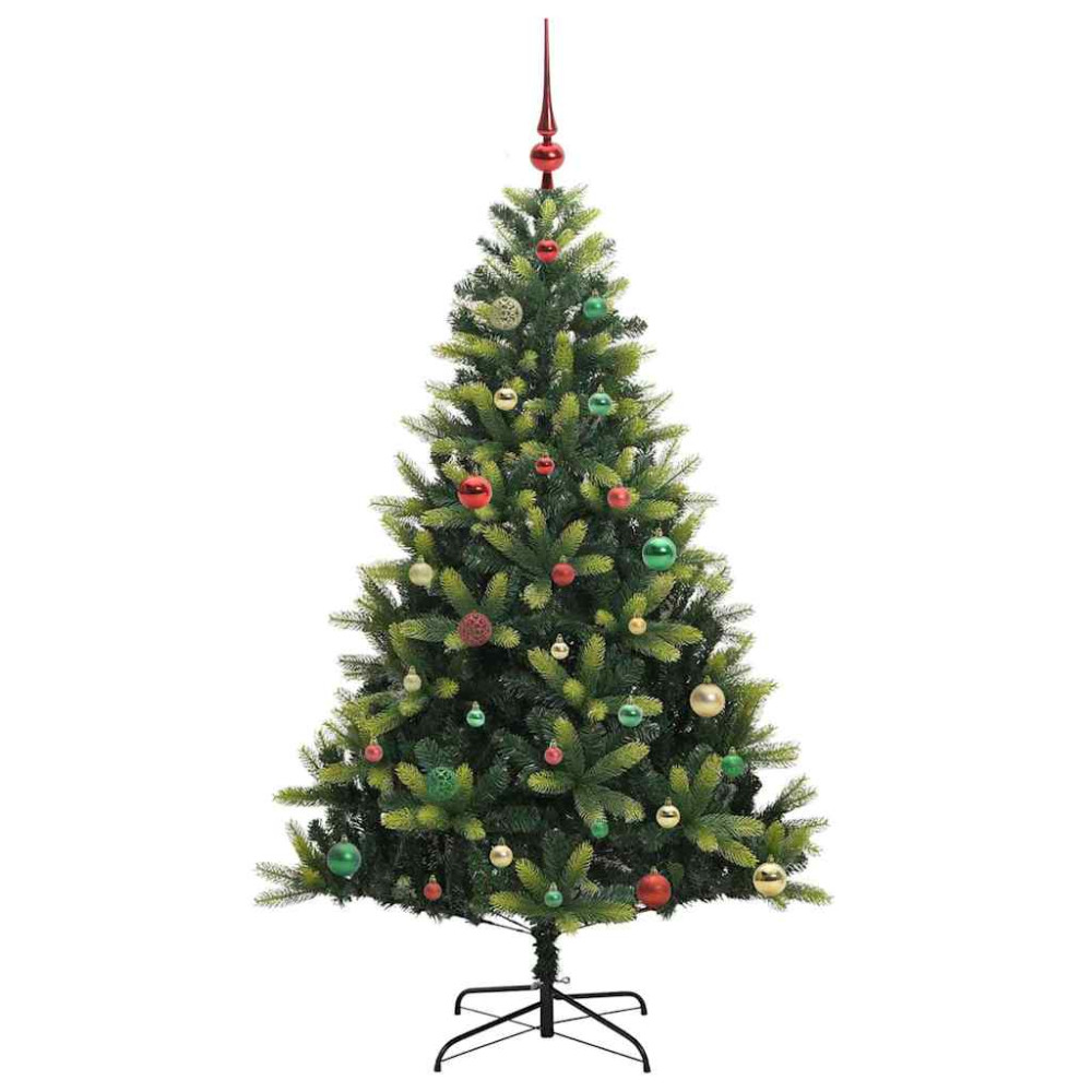 Produktbild för Konstgjort Fällbart Julträd 150 LEDs Grön 150 cm PVC och PE