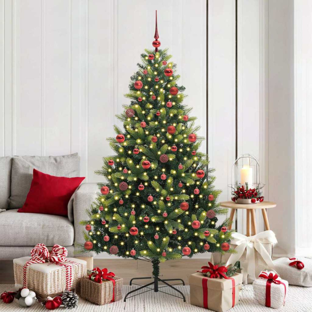 Produktbild för Konstigt hinged julgran 300 LEDs Grön 180 cm PVC och PE