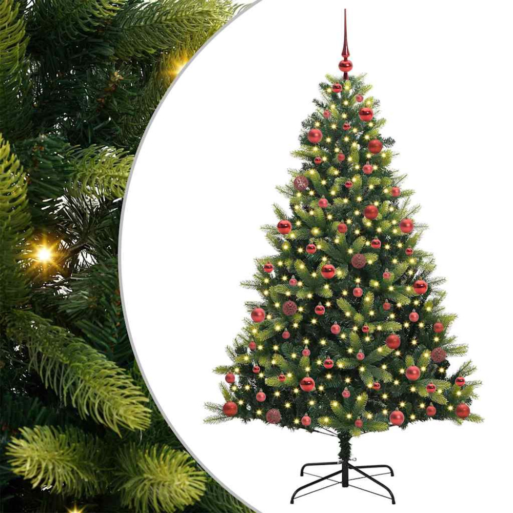 Produktbild för Konstigt hinged julgran 300 LEDs Grön 180 cm PVC och PE