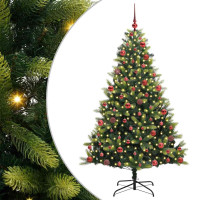 Produktbild för Konstigt hinged julgran 300 LEDs Grön 180 cm PVC och PE