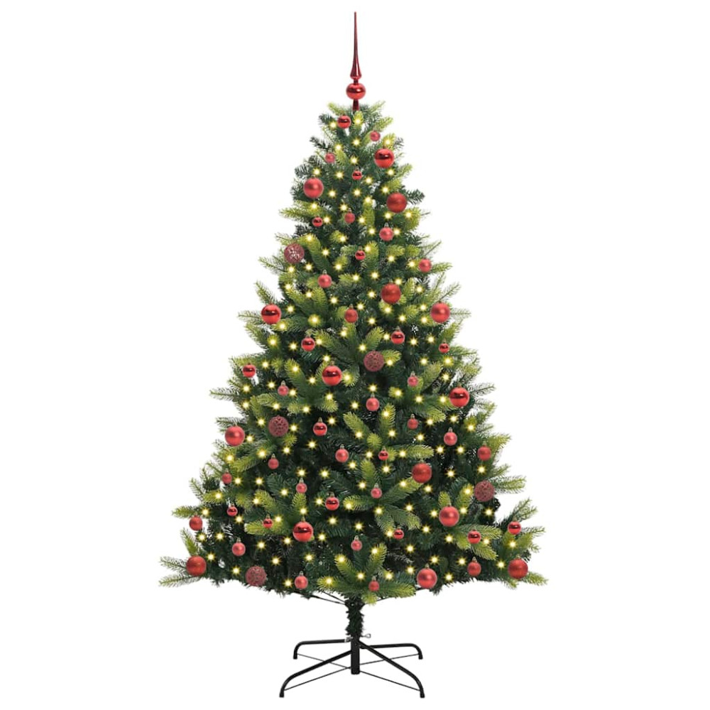 Produktbild för Konstigt hinged julgran 300 LEDs Grön 180 cm PVC och PE