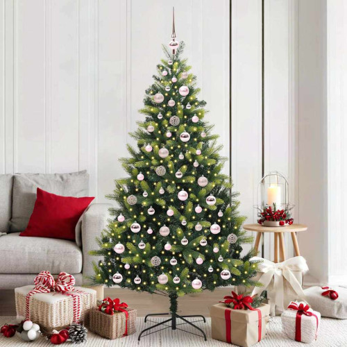 vidaXL Konstigt hinged julgran 300 LEDs Grön 180 cm PVC och PE