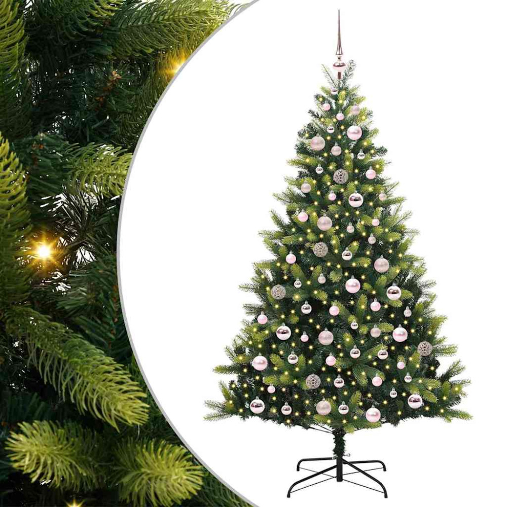 Produktbild för Konstigt hinged julgran 300 LEDs Grön 180 cm PVC och PE
