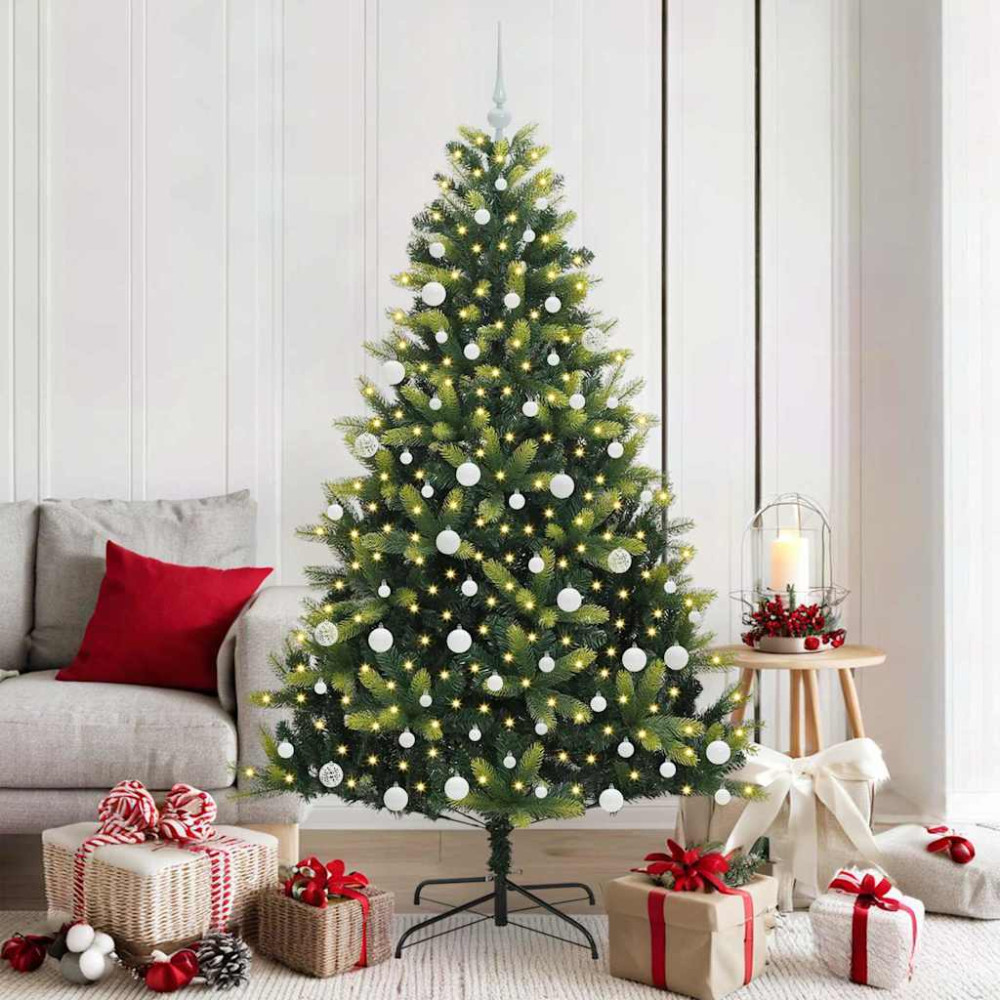 Produktbild för Konstigt hinged julgran 300 LEDs Grön 180 cm PVC och PE