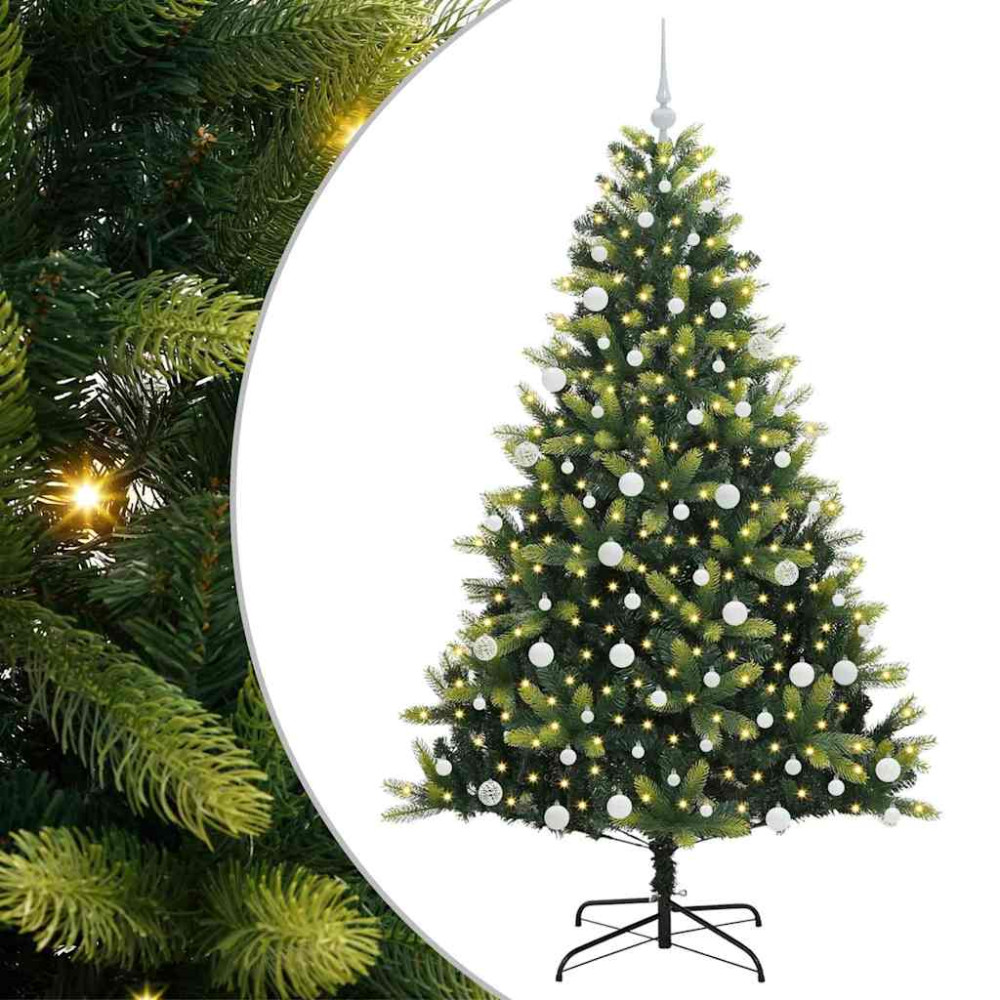Produktbild för Konstigt hinged julgran 300 LEDs Grön 180 cm PVC och PE