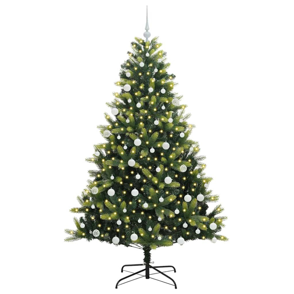 Produktbild för Konstigt hinged julgran 300 LEDs Grön 180 cm PVC och PE