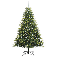 Produktbild för Konstigt hinged julgran 300 LEDs Grön 180 cm PVC och PE