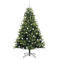 Produktbild för Konstigt hinged julgran 300 LEDs Grön 180 cm PVC och PE