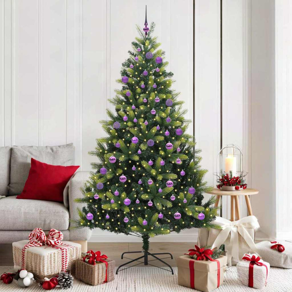 Produktbild för Konstigt hinged julgran 300 LEDs Grön 180 cm PVC och PE