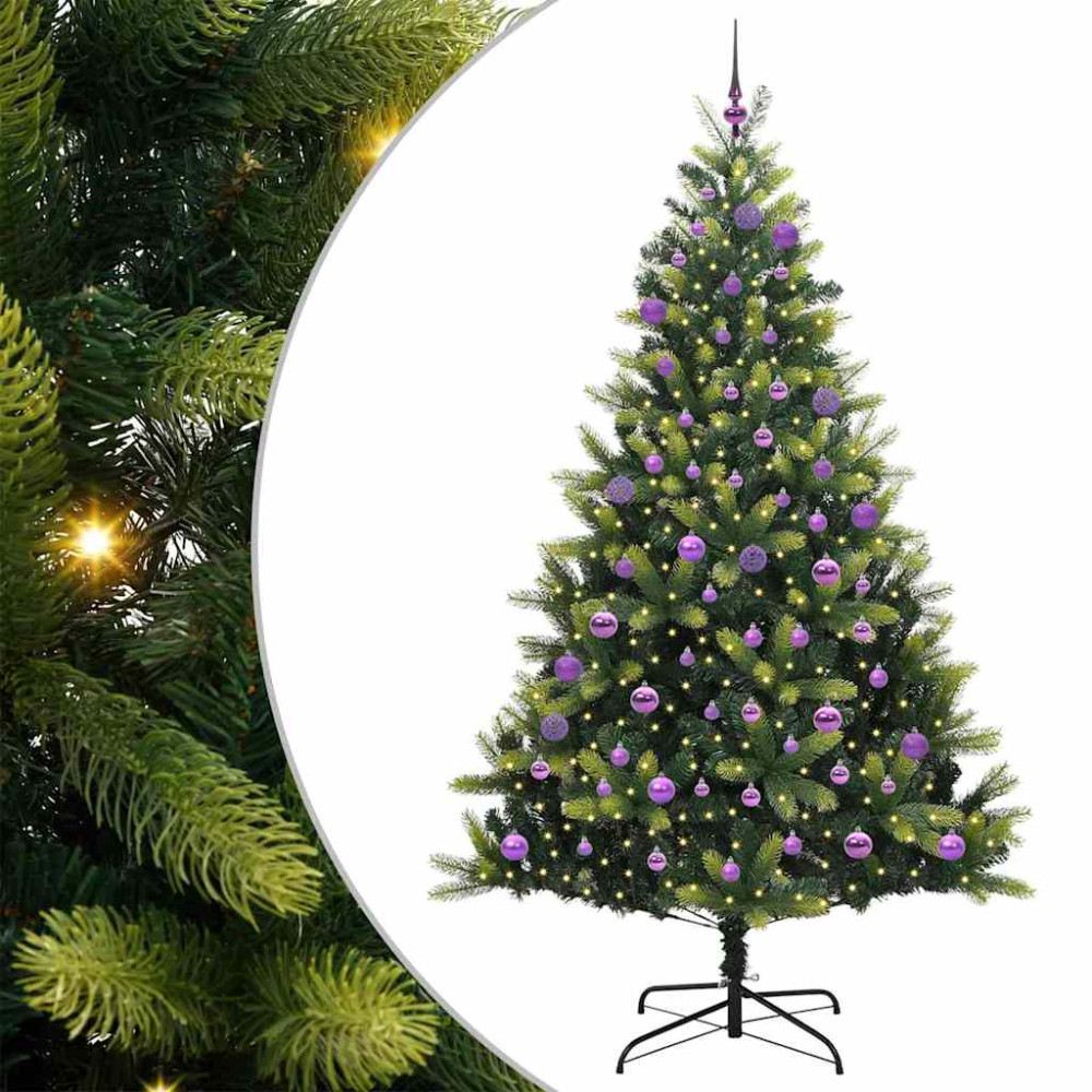 Produktbild för Konstigt hinged julgran 300 LEDs Grön 180 cm PVC och PE