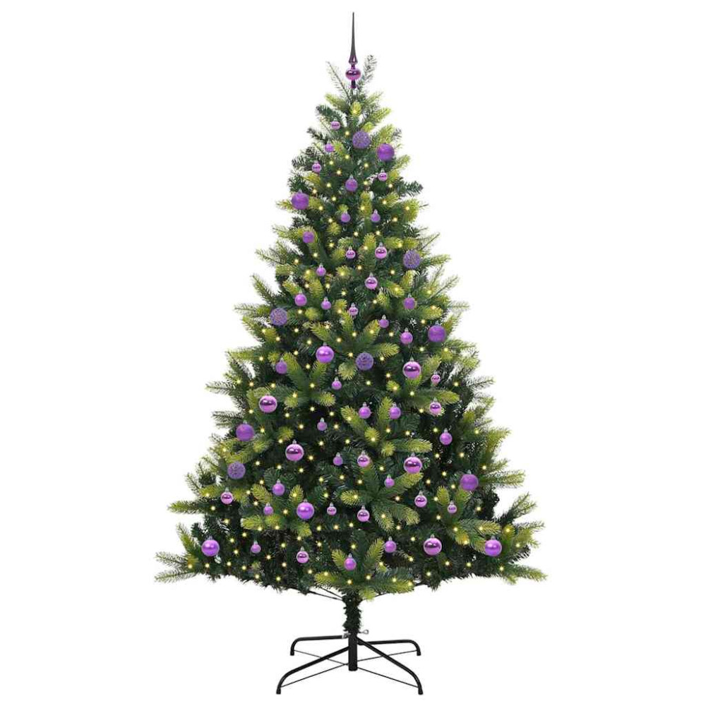 Produktbild för Konstigt hinged julgran 300 LEDs Grön 180 cm PVC och PE