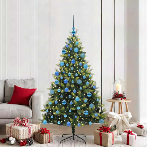 vidaXL Konstigt hinged julgran 300 LEDs Grön 180 cm PVC och PE