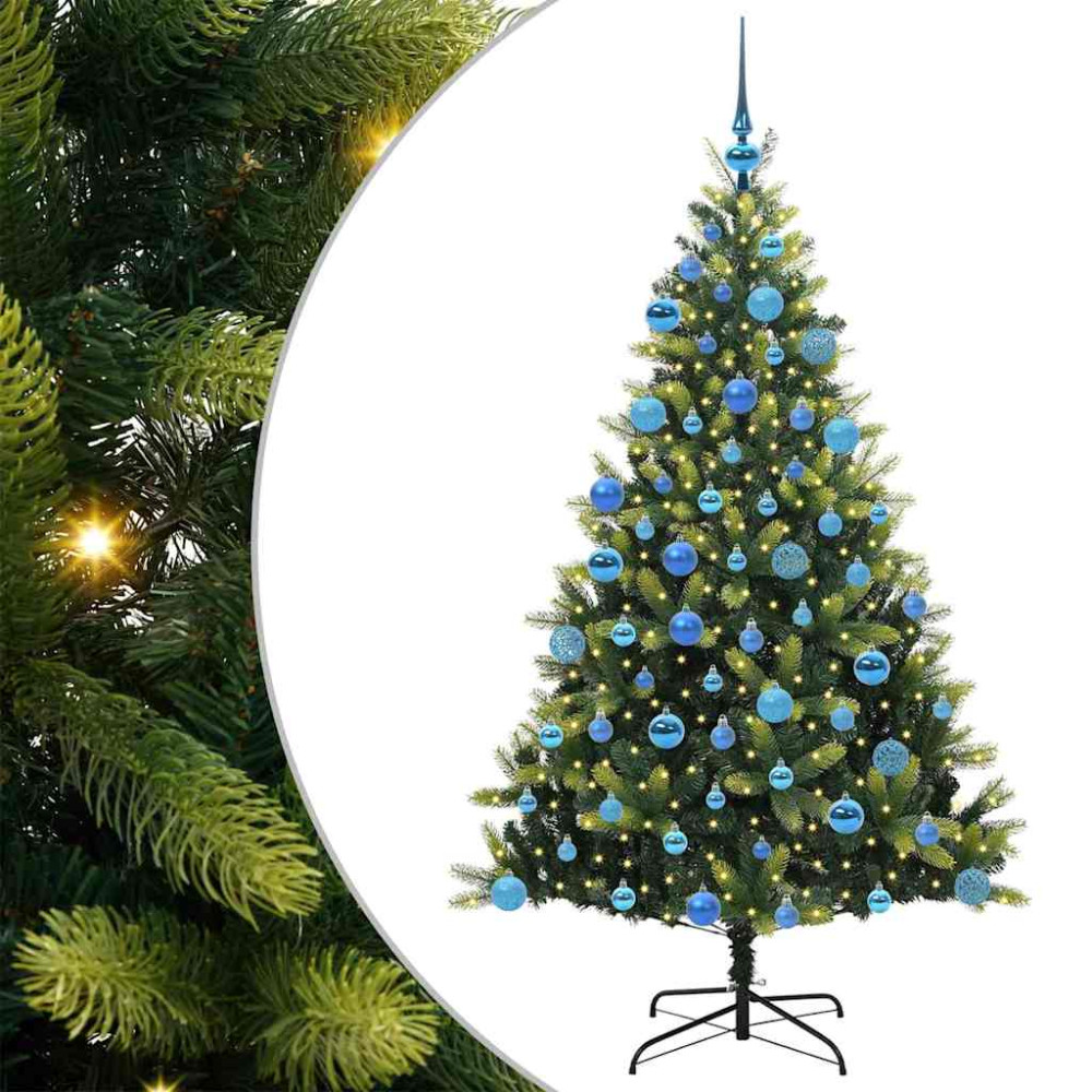 Produktbild för Konstigt hinged julgran 300 LEDs Grön 180 cm PVC och PE