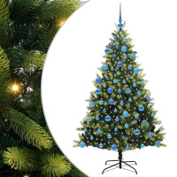 Produktbild för Konstigt hinged julgran 300 LEDs Grön 180 cm PVC och PE