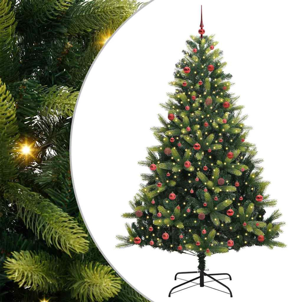 Produktbild för Konstigt hinged julgran 300 LEDs Grön 210 cm PVC och PE