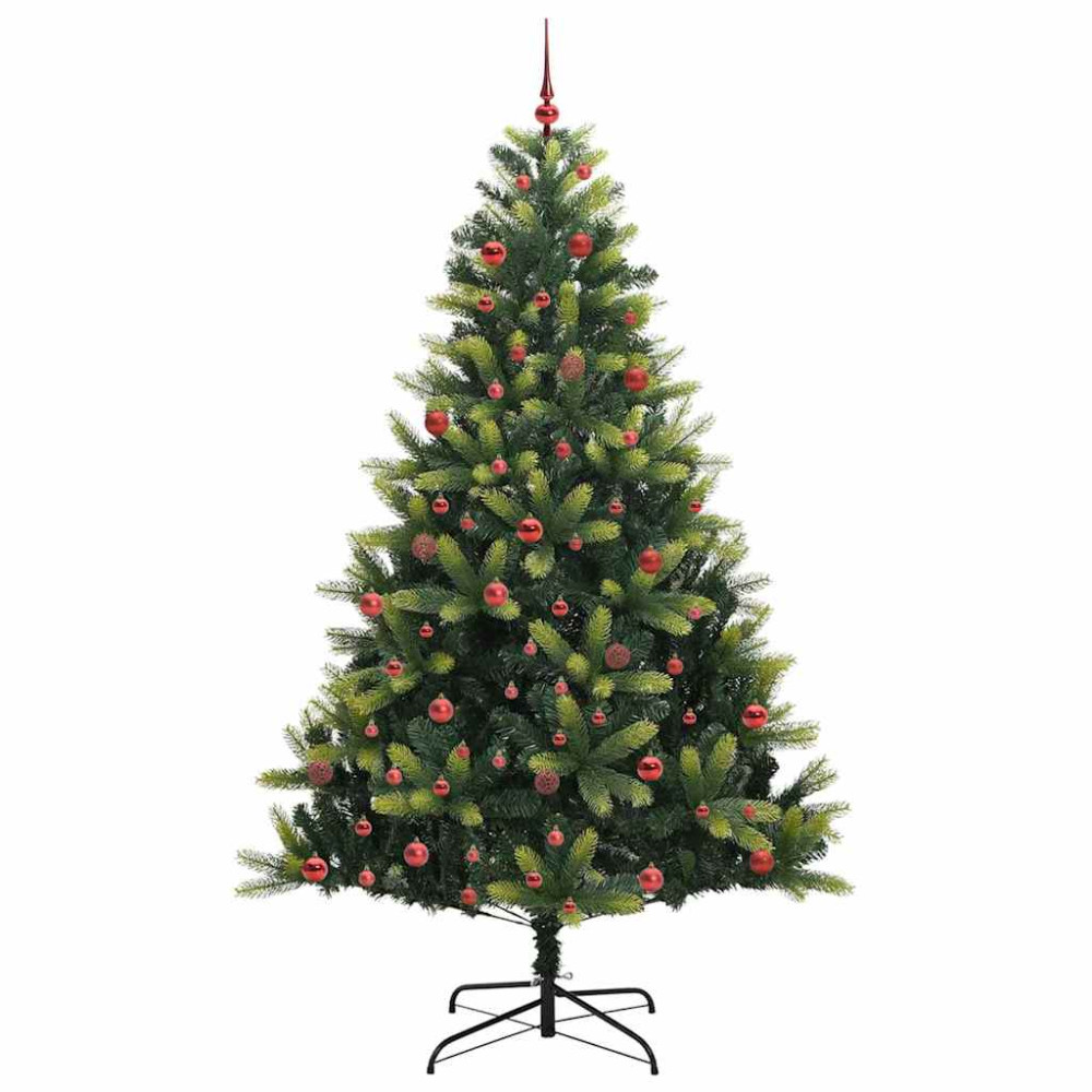 Produktbild för Konstigt hinged julgran 300 LEDs Grön 210 cm PVC och PE