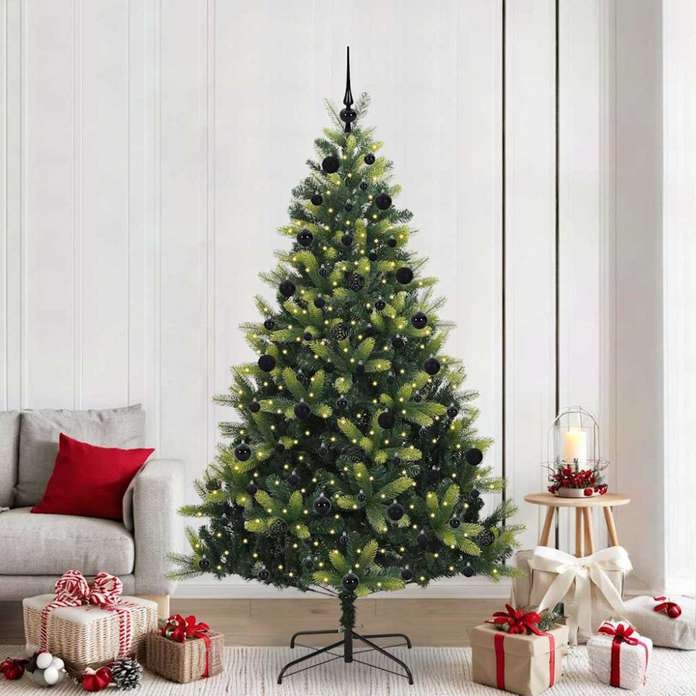 Produktbild för Konstigt hinged julgran 300 LEDs Grön 210 cm PVC och PE