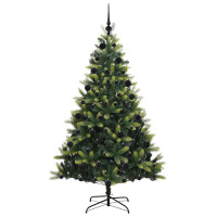 Produktbild för Konstigt hinged julgran 300 LEDs Grön 210 cm PVC och PE