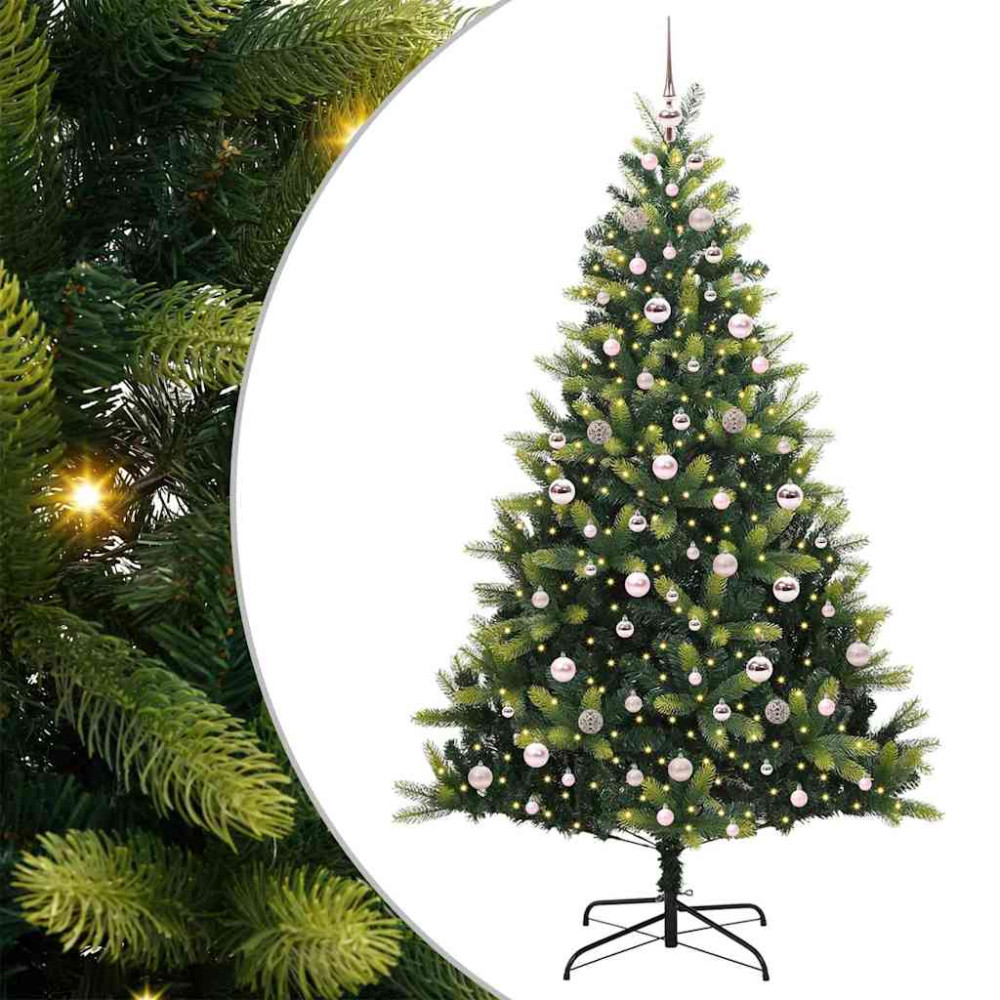 Produktbild för Konstigt hinged julgran 300 LEDs Grön 210 cm PVC och PE