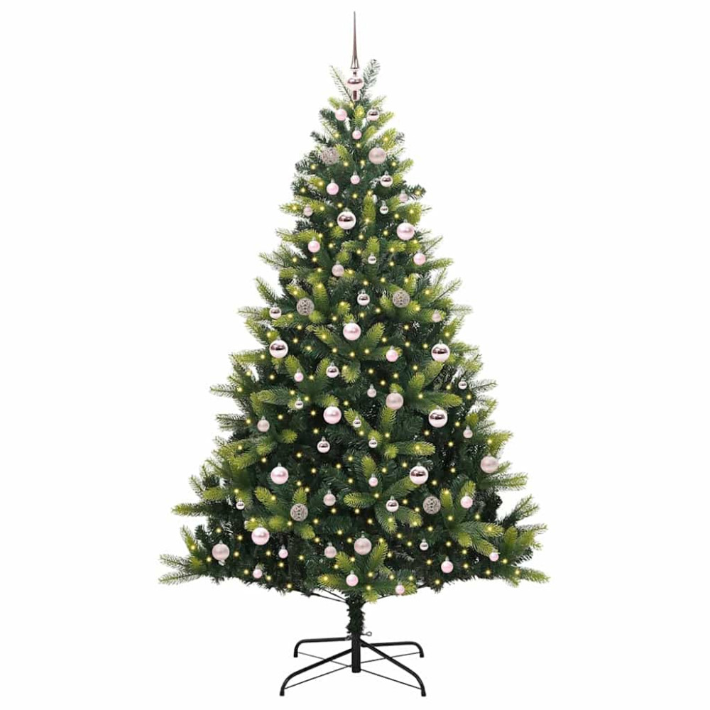 Produktbild för Konstigt hinged julgran 300 LEDs Grön 210 cm PVC och PE