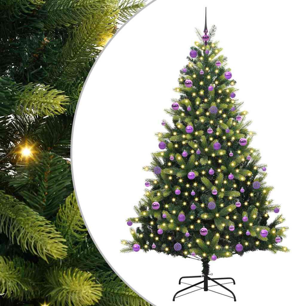 Produktbild för Konstigt hinged julgran 300 LEDs Grön 210 cm PVC och PE