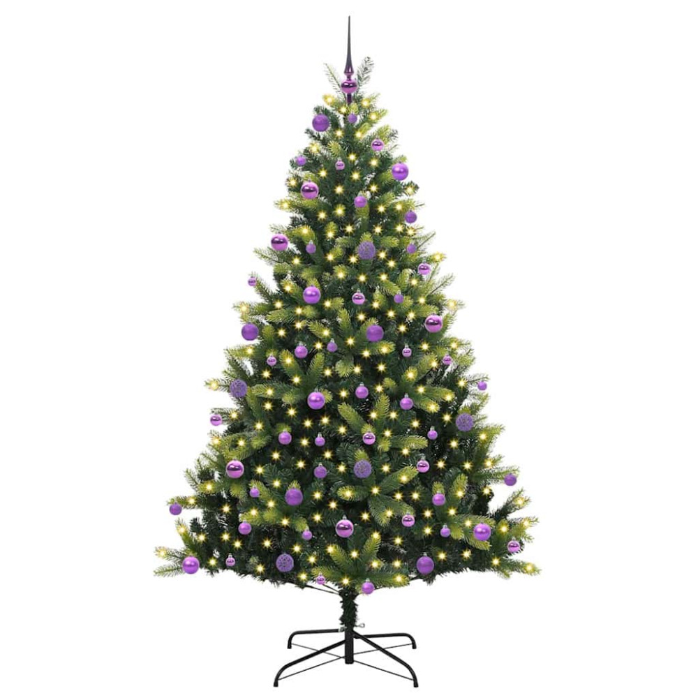 Produktbild för Konstigt hinged julgran 300 LEDs Grön 210 cm PVC och PE