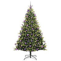 Produktbild för Konstigt hinged julgran 300 LEDs Grön 210 cm PVC och PE