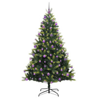 Produktbild för Konstigt hinged julgran 300 LEDs Grön 210 cm PVC och PE